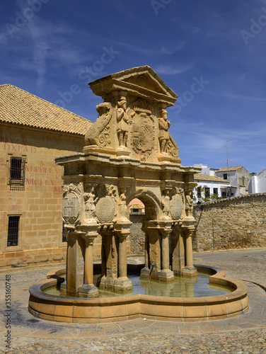 Old fountain of Saint Mary (Santa Maria) in Baeza, Andalusia, Spain. Baeza is World heritage site by Unesco.  photo