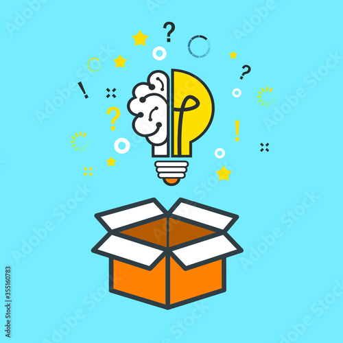 Creative idea Logo with a half of light bulb and brain isolated on white background. Symbol of creativity. EPS 10