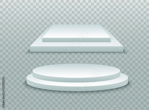 Winner podium. 3d podium, pedestal or platform on transparent background. Vector illustration EPS10