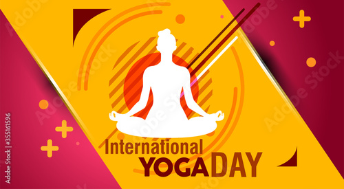 21 june International yoga day web banner EPS10 vector.Meditation Practice Yoga Colorful Fitness Concept. Vector illustration
