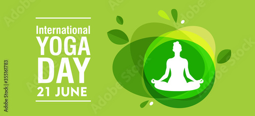 21 june International yoga day web banner EPS10 vector.Meditation Practice Yoga Colorful Fitness Concept. Vector illustration
