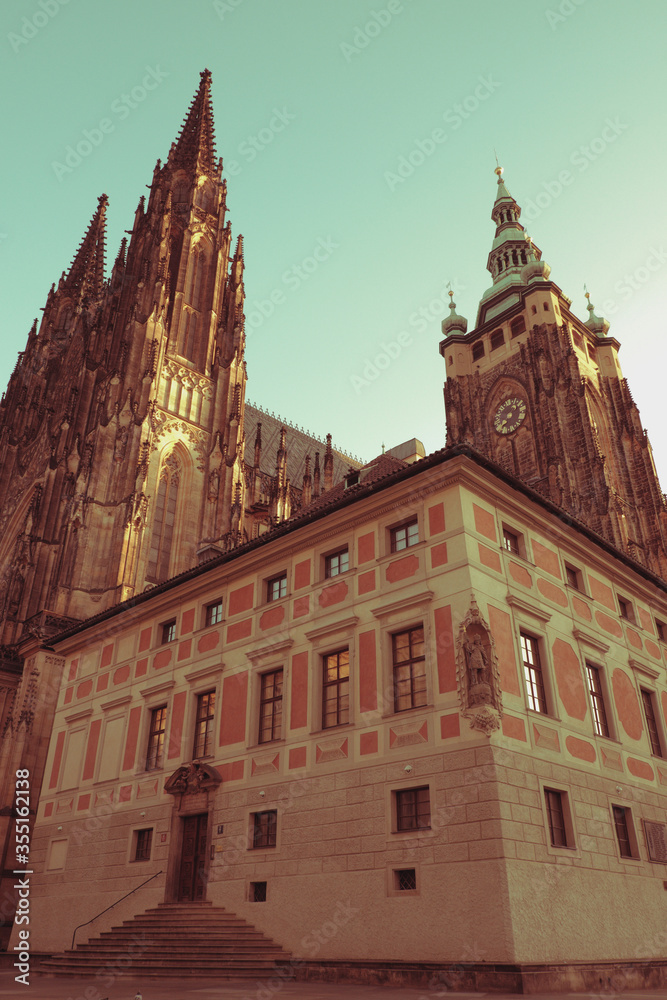 Fototapeta premium The medieval gothic St. Vitus Cathedral in Prague.