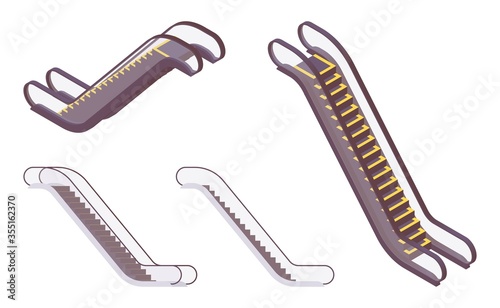 Isometric escalator at the airport, metro, business center. photo