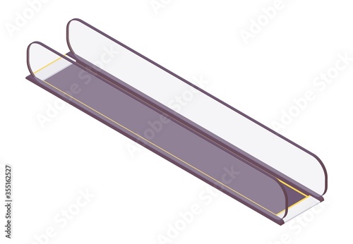 Isometric moving walkway or travolator, moving sidewalk. At the airport, metro, business center