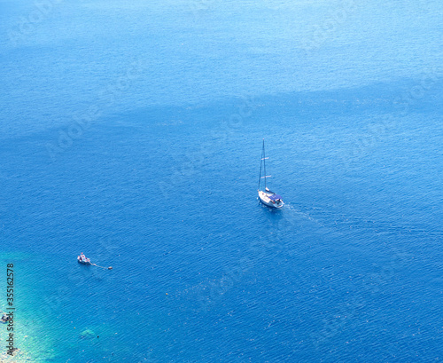 Sailing boat in open sea