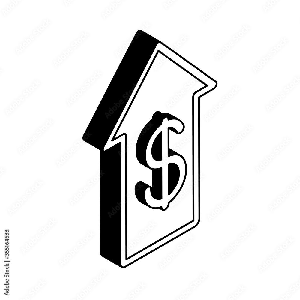 dollar on increase arrow isometric line style icon vector design dollar on increase arrow isometric line style icon vector design