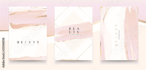 Universal artistic cards templates. Pastel rose and pink brush strokes. Modern fashionable design. Good for cover, invitation, placard, brochure, poster, card, flyer and other.