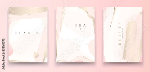 Universal artistic cards templates. Pastel rose and pink brush strokes. Modern fashionable design. Good for cover, invitation, placard, brochure, poster, card, flyer and other.