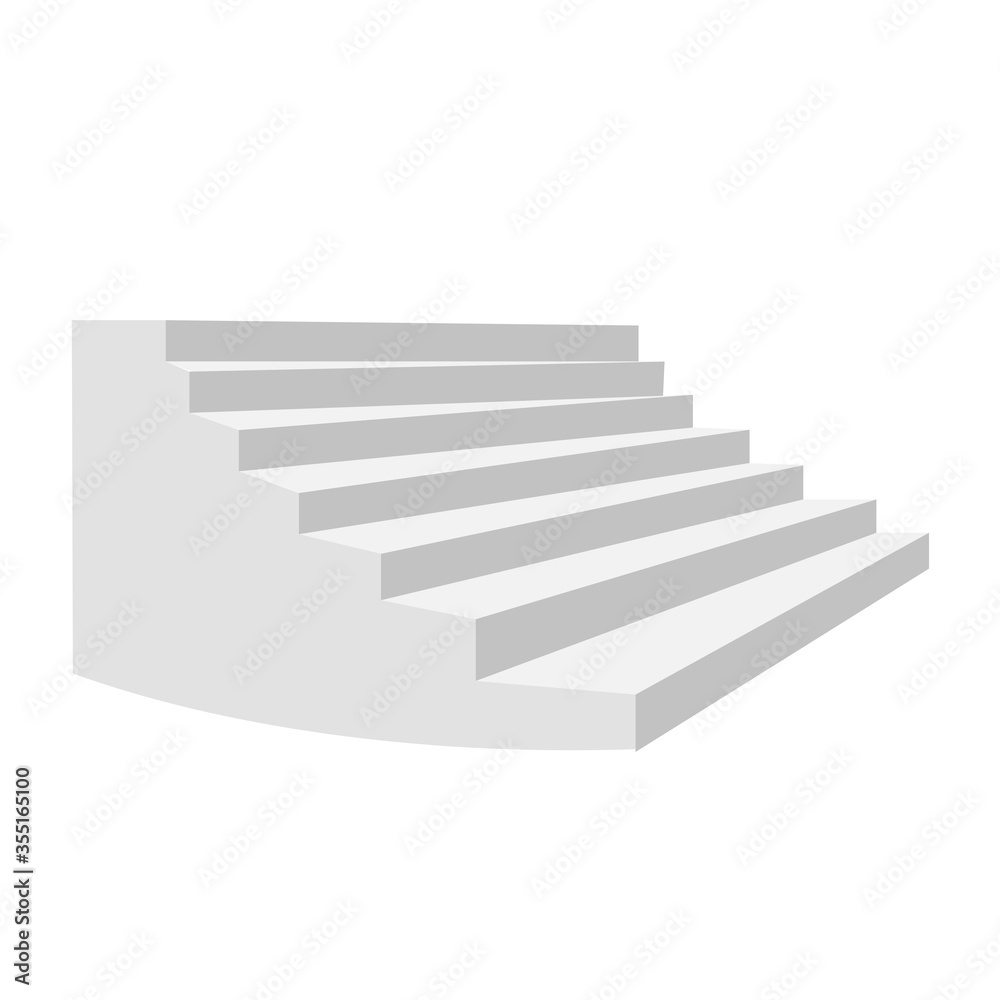 Fototapeta premium White stair. Staircase isolated, 3d stairway for interior staircases. Steps ladder architecture element vector collection