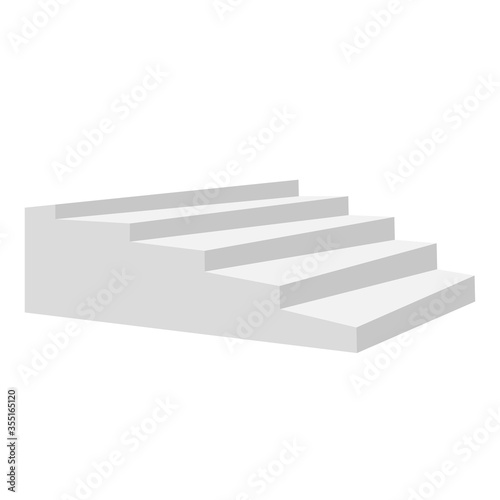 White stair. Staircase isolated, 3d stairway for interior staircases. Steps ladder architecture element vector collection