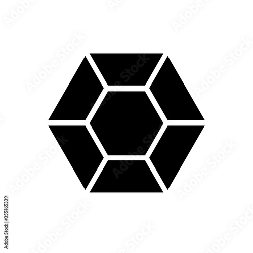 Abstract black and color shine diamond cristal icon for gemstone concept design