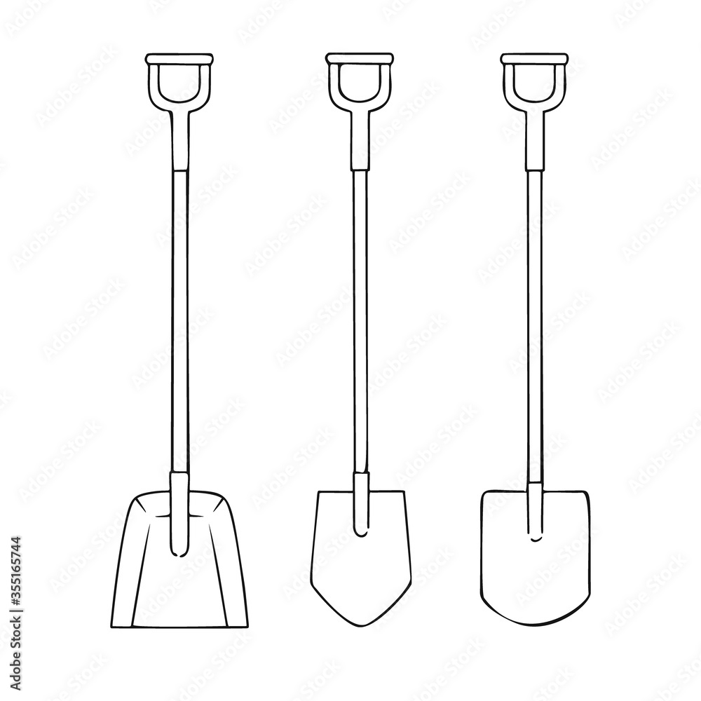Set of different garden tools. Shovel, spade isolated on a white background. Vector illustration Set of different garden tools. Shovel, spade isolated on a white background. Vector illustration