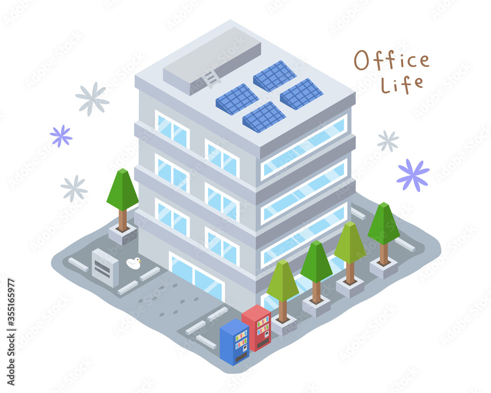 会社のビルのイラスト 四階建て Stock ベクター Adobe Stock