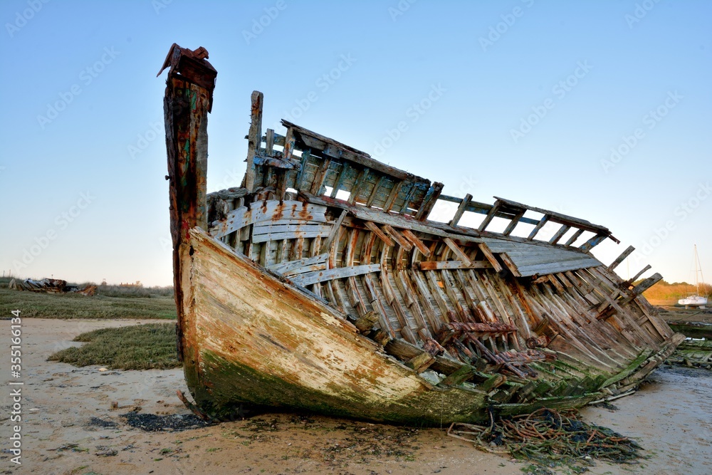 Old boat in wood on the sand