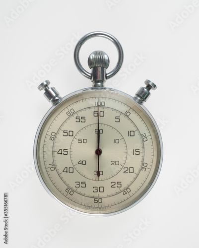 vintage silver stopwatch on white background