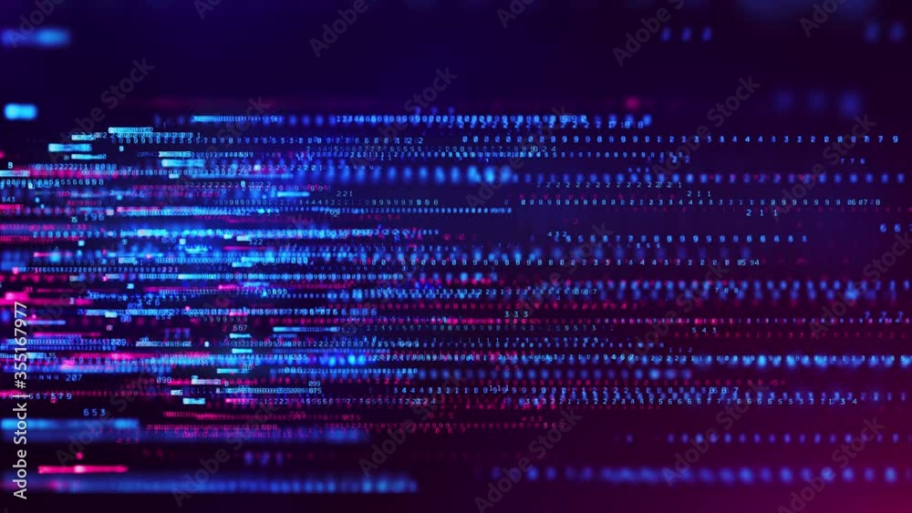 Abstract Technology Background. Binary data and streaming code. 