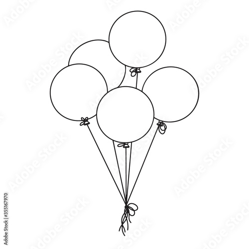 Different balloons. Inflatable balls on a string. Vector illustration
