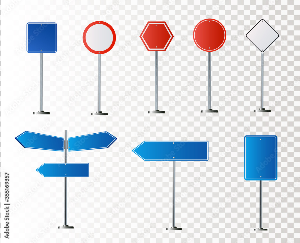 Set of road signs isolated on white background. Vector illustration Set of road signs isolated on white background. Vector illustration