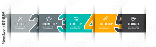 Vector Infographic arrow design with 5 options or steps. Infographics for business concept. Can be used for presentations banner, workflow layout, process diagram, flow chart, info graph