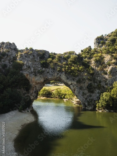 Famous natural bridge Pont d'Arc in southern France photo