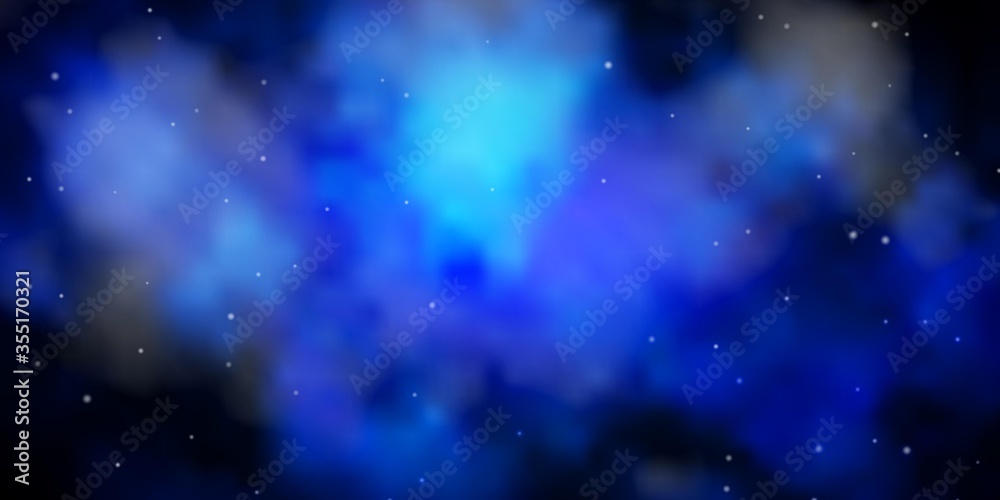 Dark BLUE vector layout with bright stars. Blur decorative design in simple style with stars. Pattern for wrapping gifts.