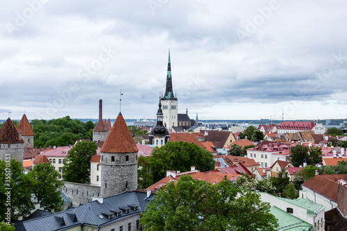 Roofs of Old town of Tallinn, cityscape. Tallinn, Estonia, Europe