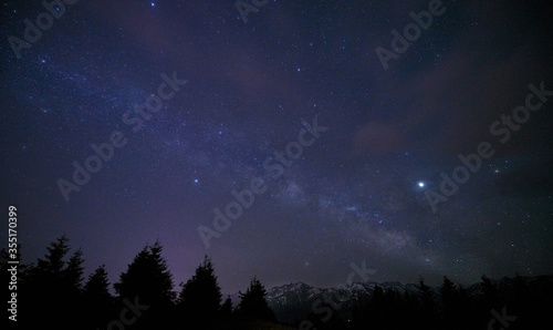 Milky way and stars. Astrophotography shot was taken at Pokut Plateau  Rize  highlands of Karadeniz region of Turkey 