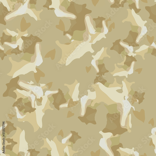 Desert camouflage of various shades of beige and brown colors