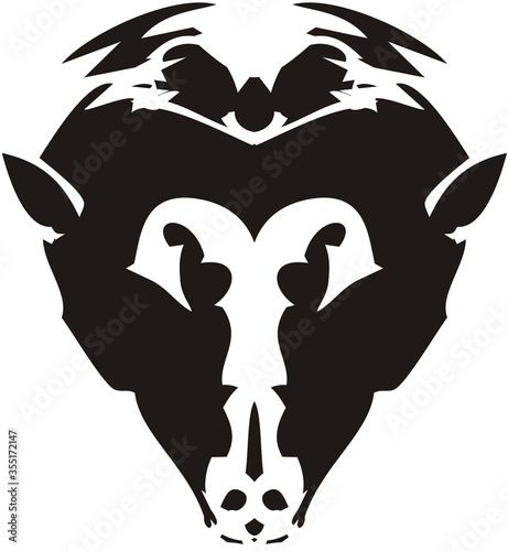 Cow head symbol. A vector image of a laconic heart-shaped cow head isolated against a white background for your design