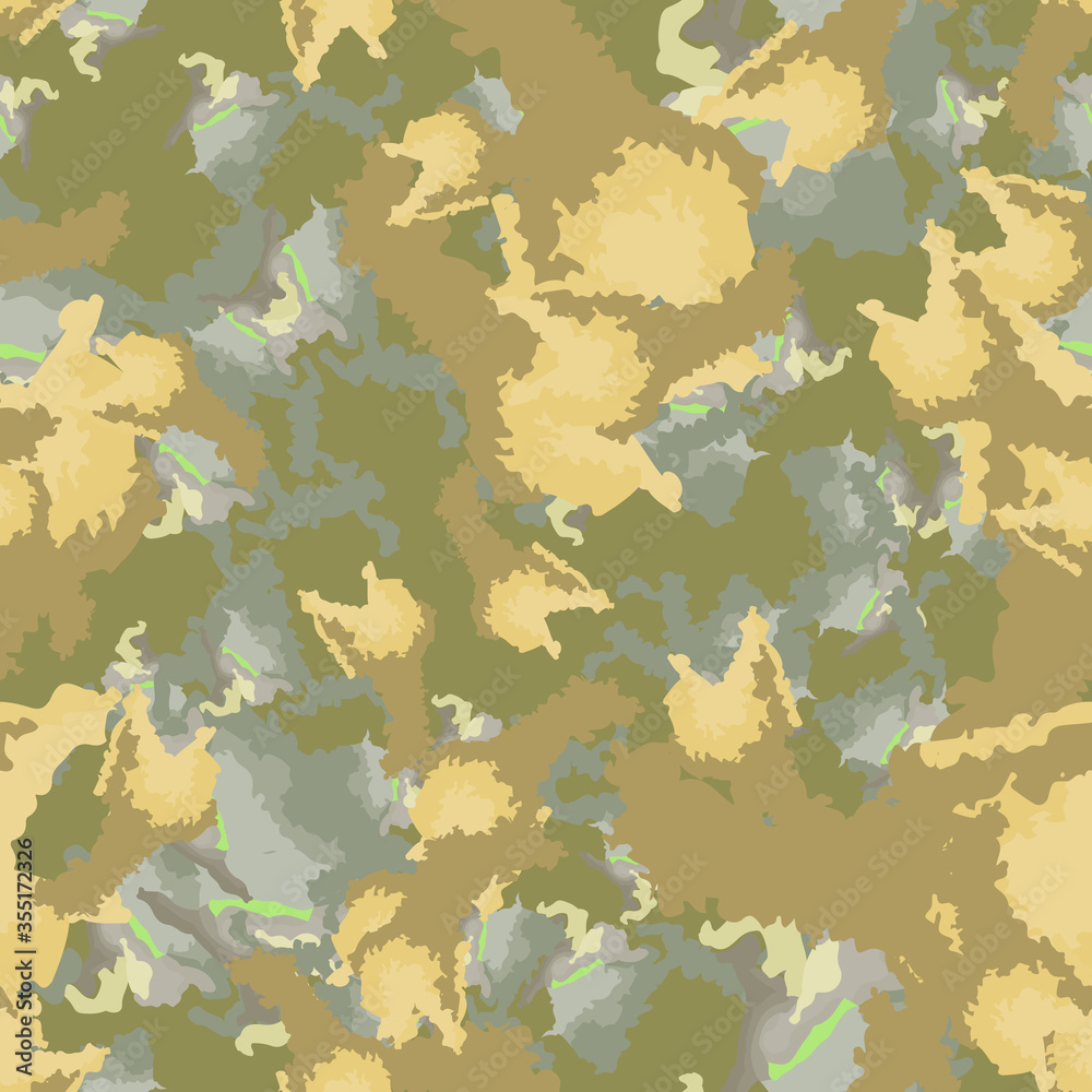 Desert camouflage of various shades of blue, green and brown colors