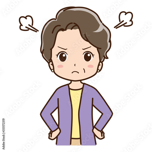 怒っているおばあちゃんのイラスト