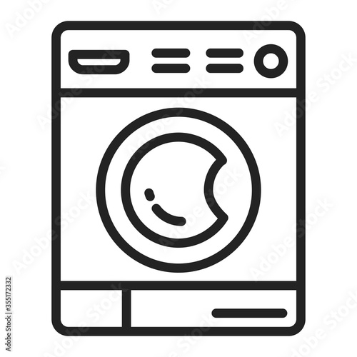 Washing machine line black icon. Household equipment. Сleaning service. Outline pictogram for web page, mobile app, promo.
