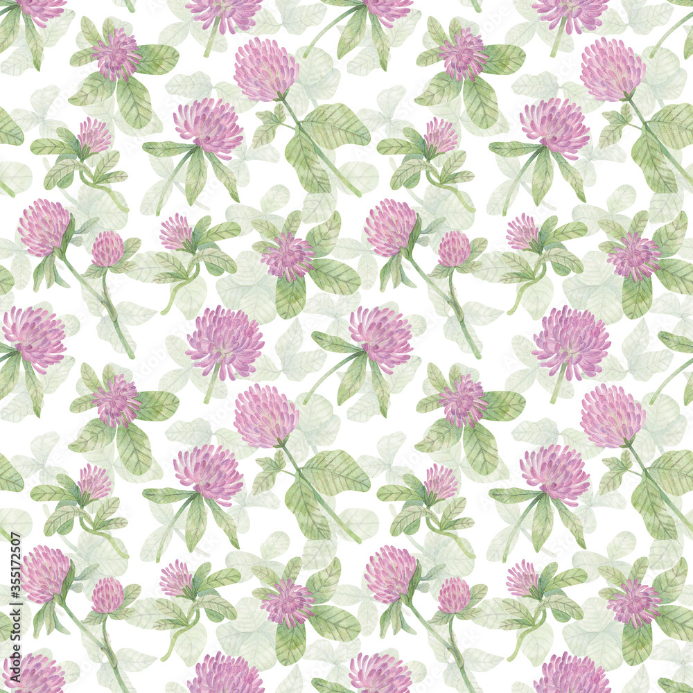Watercolor Pink Flower Wrapping Paper Posters Stock Illustration