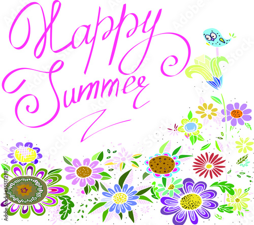 happy summer card with flowers © Эльвира Титова