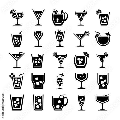 Pack of Cocktails Glyph Vector Icons 