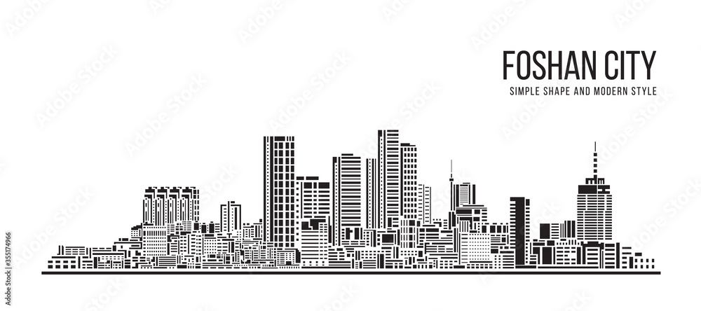Cityscape Building Abstract Simple shape and modern style art Vector design - Foshan city