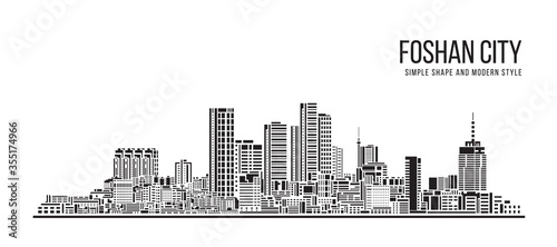 Cityscape Building Abstract Simple shape and modern style art Vector design - Foshan city