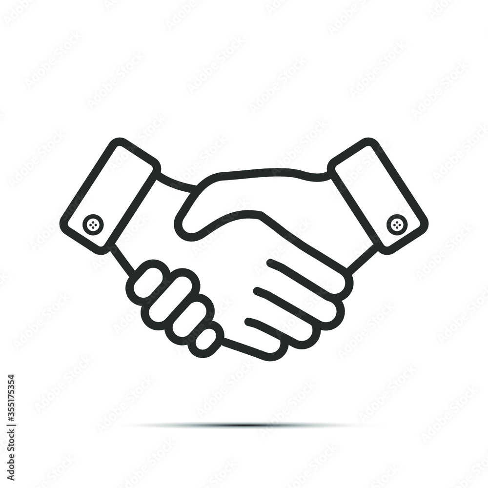 Business handshake / contract agreement line art vector icon for apps and websites Business handshake / contract agreement line art vector icon for apps and websites