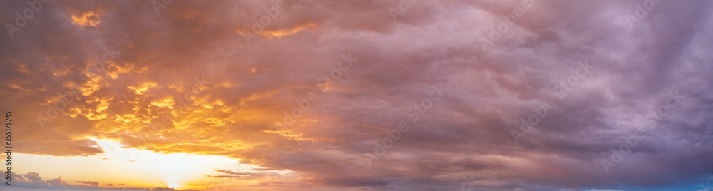 Summer sunset sky panorama background