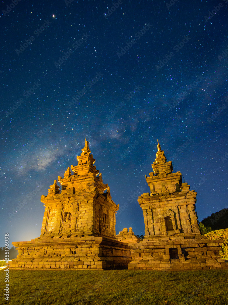 Gedongsongo temple under the star night 