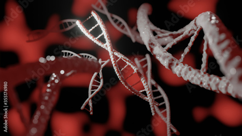 DNA Concept 3D rendering.Scientific studies of structure of DNA molecule.