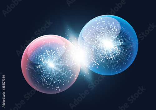 Tableau sur toile Two particles ready to collide