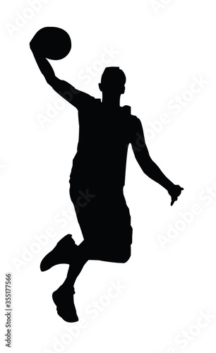 Stylized Silhouette of a basketball player on white background