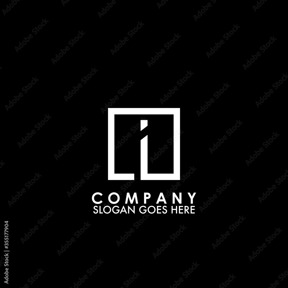 Monogram Logo I initial letter looping linked square line shape design for business style design Monogram Logo I initial letter looping linked square line shape design for business style design