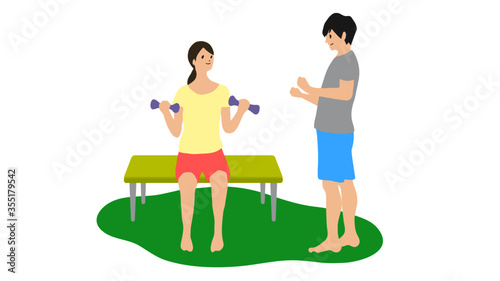 パーソナルトレーニング　イラスト　Personal training illustration