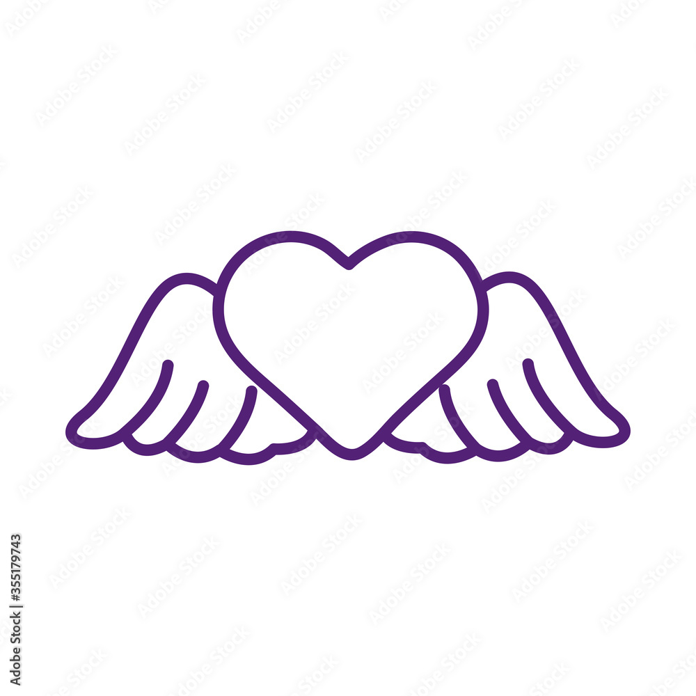 Heart with wings line style icon vector design Heart with wings line style icon vector design