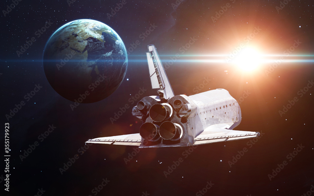 Naklejka premium Spacecraft Launch Into Space