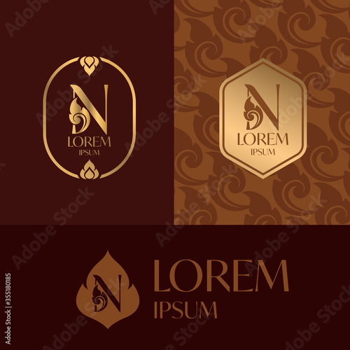 Letter N logo icon design template, Thai Art Style
