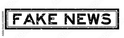 Grunge black fake news word rubber business seal stamp on white background