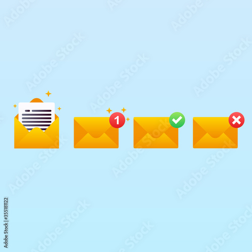 Mail Set Gradient Style Illustration on isolated background